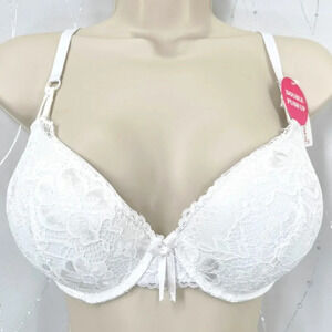 VS Bombshell Inspired Adds 2 Cups Ultimate Pushup Bra 32B White Lace